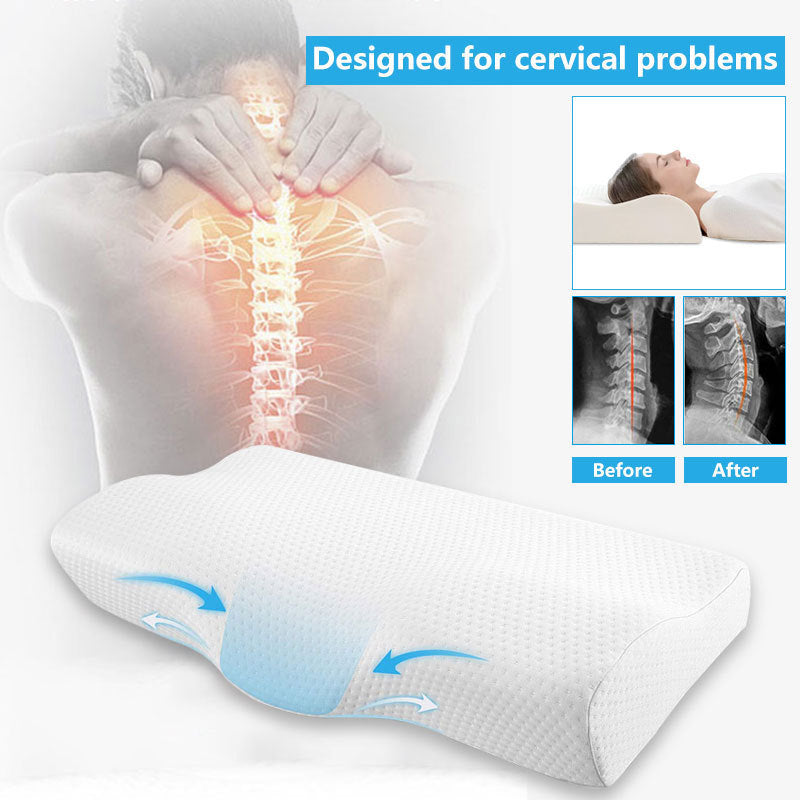 Orthopedic Memory Foam Cervical Pillow – Butterfly Shaped Neck Support for Better Sleep & Spinal Alignment