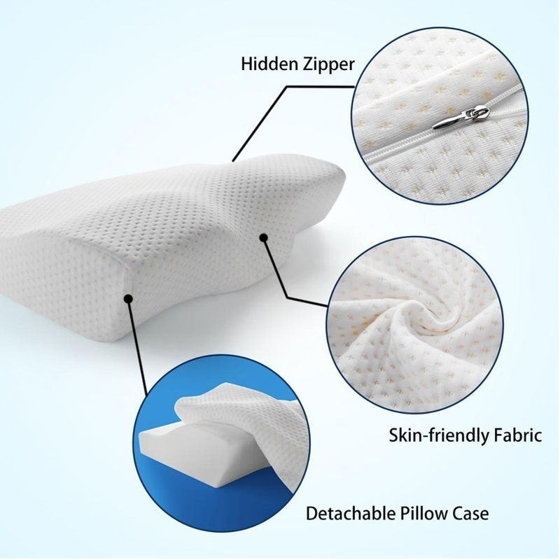 Orthopedic Memory Foam Cervical Pillow – Butterfly Shaped Neck Support for Better Sleep & Spinal Alignment
