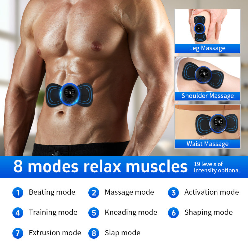 Mini EMS Neck and Shoulder Massager – Portable Cervical Massage Patch with 8 Modes & 19 Intensity Levels
